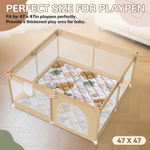 47x47IN Tummy 6-12 Baby Play Mat - Time Mat for Babies Months - Non-Slip Safe Crawling Mat for Indoor & Outdoor - Soft