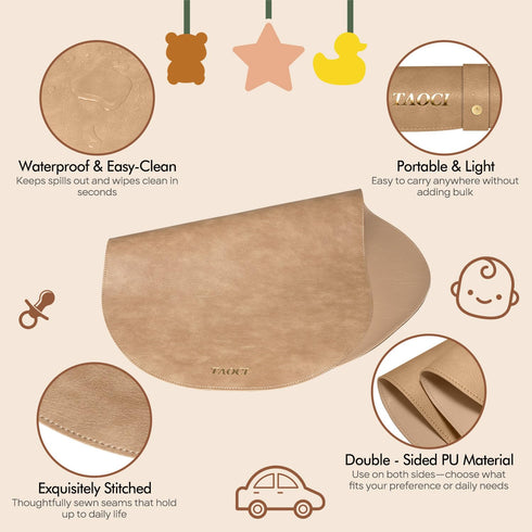 Changing Pad Portable, Diaper Changing Pad, Baby Changing Mat, Waterproof & Wipeable Vegan Leather Change Pad for Home