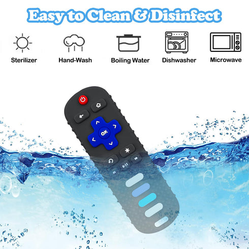 2-Pack Silicone Baby Teething Toys, Fire TV Remote Shape for 6-18 Months Infant Educational Sensory Toy