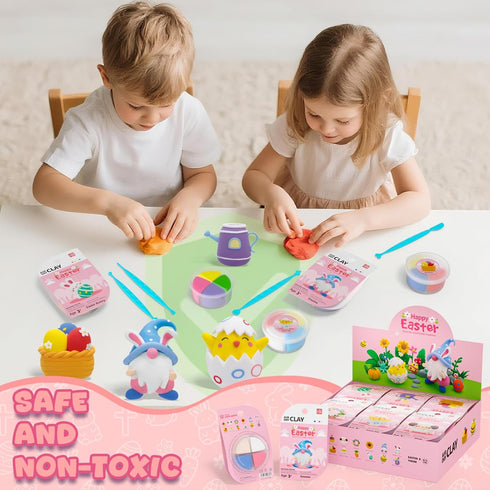 12 Loufor Air Dry Clay Kits Easter - Modeling Clay for Kids, Ultra Light & Soft, Safe & Non-Toxic, Boxes Model Magic
