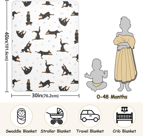 30" 40", Multi1 Swaddle Blanket Exercises Doberman Dog Cotton Blanket for Infants, Receiving Blanket, Lightweight Soft