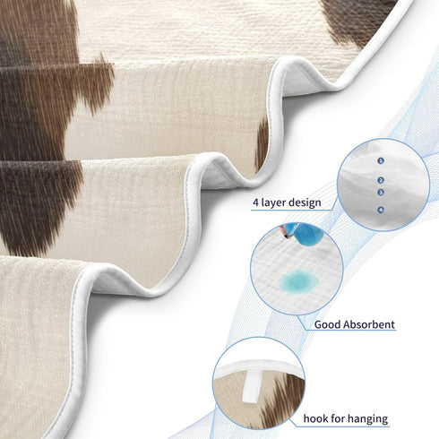 YANENDIE 30 30 Cowhide Pattern Baby Bath Towel, Hooded Baby Towel for Newborn x in - Muslin Cotton Baby Towels