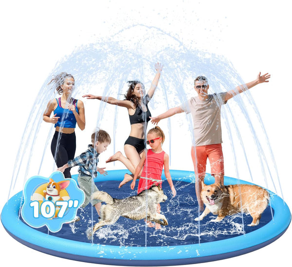 Splash Pad for Kids and Dog, YSJILIDE Non-Slip Large Sprinkler Splash Play