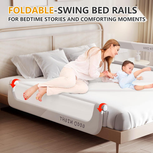 strenkitech (59inch) Foldable Toddler Bed Rails - Kids Guard Bumper for Crib Safe Bed Side Rail for Twin Queen King