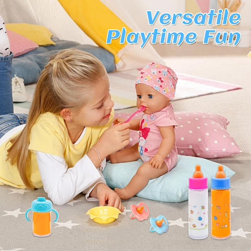 Cmaqpw 13 Set,Doll Set Package,Pretend PCS Baby Doll Accessories Magic Bottle Feeding with Play Feeding Toys