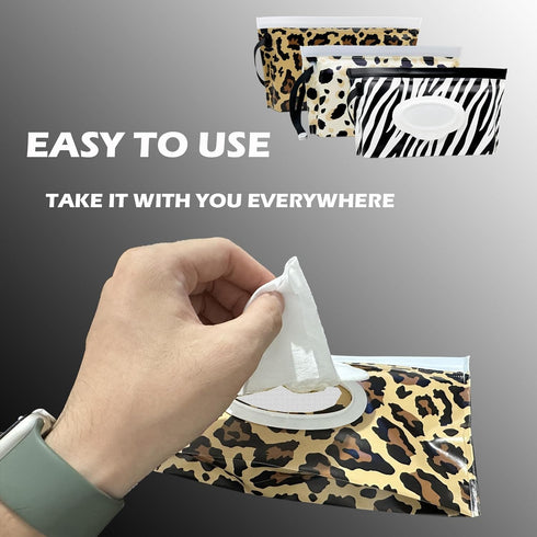 (3 Pack) Portable Wet Wipe Pouch, Reusable Refillable Travel Wipes Holder & Case, Lightweight Flushable Diaper Wipes