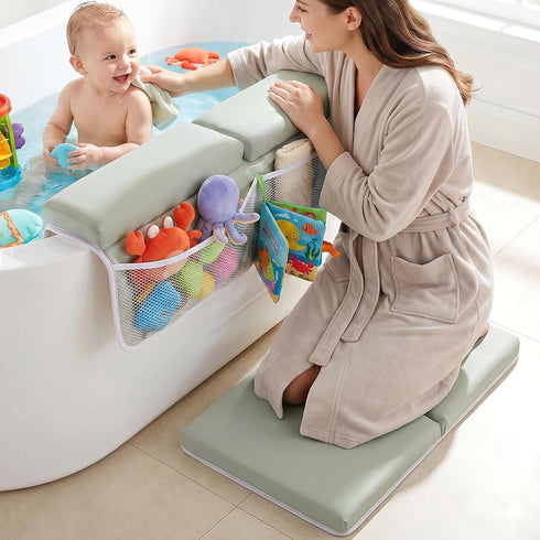 BXUYAOXMC Elbow Set, 4 Elbows Baby Bath Kneeler and Rest Pad Extra Large Memory Foam Kneeling Pad with Toy Storage