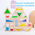 Rainbow Sensory Toys Blocks, 16 Large Wooden Building Blocks for Toddlers, Colorful Geometric Stacking Toy Set