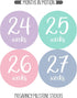 Pregnancy Weekly Belly Growth Stickers - 36 pcs Purple Pink, Matte Finish for Maternity Photo Sessions