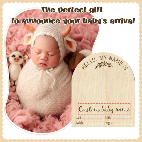 Mayyi 03) Newborn Birth Announcement Sign,Personalized Baby Announcement, Custom Engraved Wooden Baby Name Sign