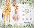 Giraffe Milestone Blanket - Safari Baby Growth Chart Monthly Blanket, Jungle Baby Nursery for New Moms