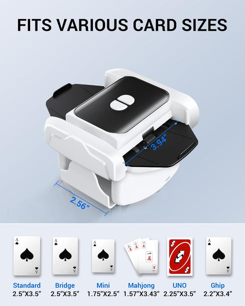 XISZMOG 1-2 10 Rechargeable Automatic Card Shuffler for Decks, Low Noise & Portable Electric Shuffling Machine