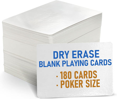 LotFancy Blank Playing Cards, 180PCS, Dry Erase, Reusable Flash Cards to Write