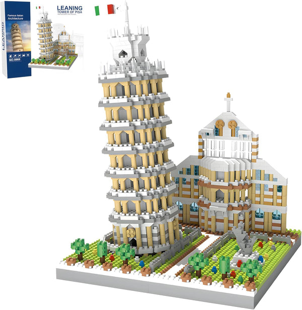 LQPFBSM Leaning Tower of Pisa Micro Mini Building Blocks Set Italy Architecture Building