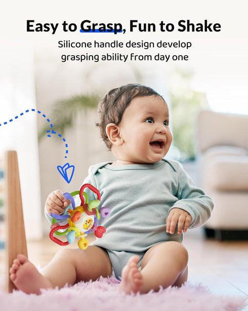 0-12 Baby Montessori Sensory Teething Toy - Safe, Multi-Functional BPA-Free Silicone Teether for Babies Months