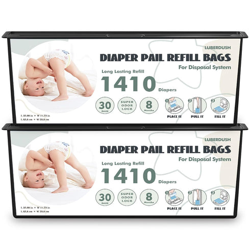 LUBERDUSH Diaper Pail Refill Bags - Compatible with Genie Easy Roll Signature &