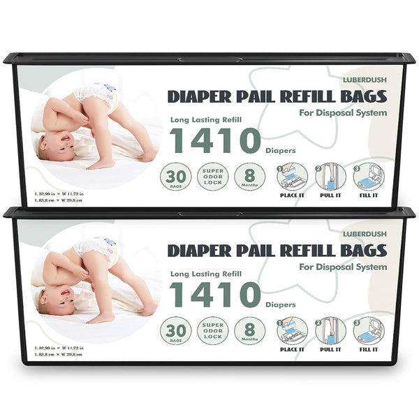 LUBERDUSH Diaper Pail Refill Bags - Compatible with Genie Easy Roll Signature &