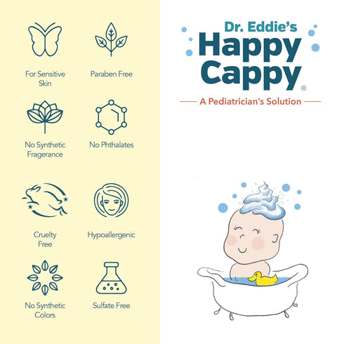 8 Oz (Pack 2) Happy Cappy Baby Shampoo and Body Wash - Eczema Body Wash for Kids & Toddlers, Helps with Dryness
