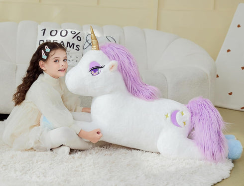 IKASA Giant Unicorn Stuffed Animal Plush Toy - 43" Jumbo Cute Fluffy Oversized Plushie, Gifts for Kids Girls