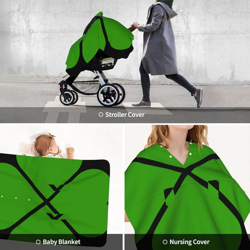 Zhbvncp Four-Leaf Clover Baby Car Seat Cover & Breastfeeding Nursing Cover - Breathable Stretch Fabric Multi-Use