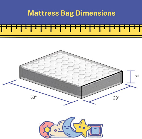 Crib Mattress Storage Bag with Zipper, 5 Mil Clear Plastic Cover for Moving, Accessory Bags Included