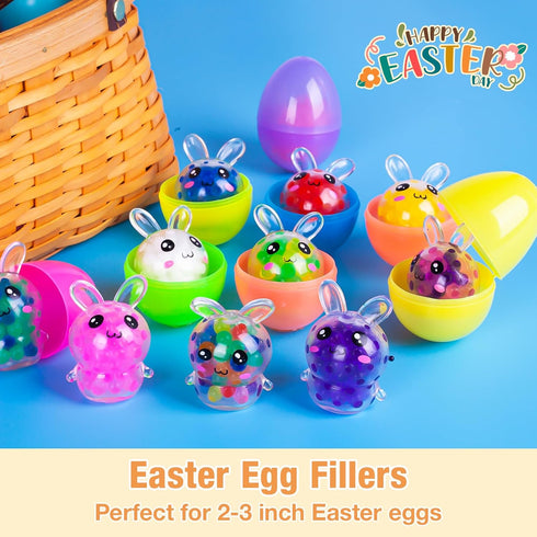 12 Exun Pcs Easter Bunny Mini Squeeze Balls, Easter Basket Stuffers, Easter Egg Fillers, Squishies Stress Relief Fidget