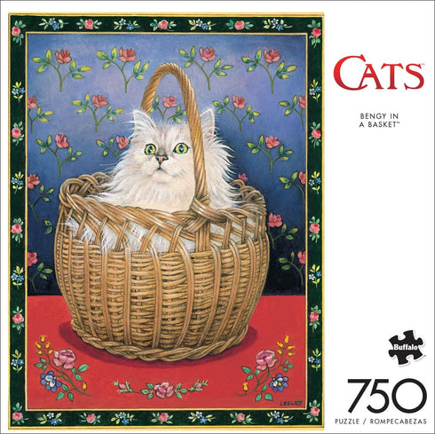 Buffalo Games - Ivory Cats - Bengy in a Basket - 750 Piece Jigsaw Puzzle for Adults Challenging Puzzle Perfect for Game Nights - Finished Puzzle Size is 24.00 x 18.00