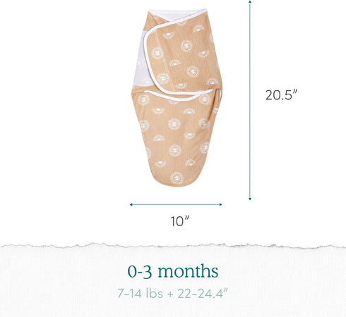 1.0, 3-Pack, 0-3 aden + anais Essentials Easy Swaddle Wrap Quick Change with Bottom Zipper, Snug Cotton Knit Baby Wrap