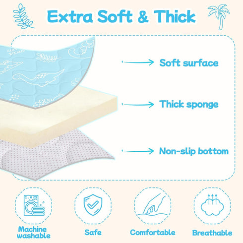 50x50 Tummy Baby Play Mat for Floor,Soft Playpen Mat,Thick Foam Playmat for Time,Safe Non-Slip Backing