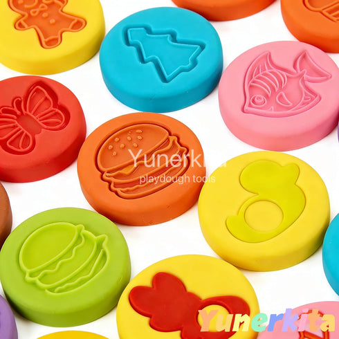 Yunerkita 29PCS Set, F963 3-8 Play Dough Tools Kids Clay Molds Kit with Animal Letters Numbers Cutters Rollers Storage