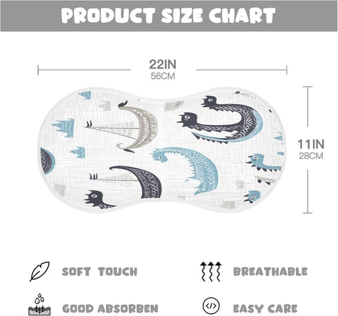 YETTASBIN 2 Packs Viking Dragon Ship Muslin Baby Burp Cloth, Super Soft Absorbent Cotton Burp Rag Baby Bibs Feeding