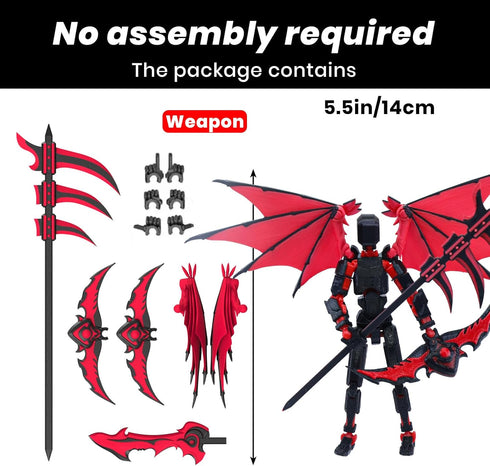 MIGESS 13 Figure,Dummy 13,Articulated 3D 13 Titan Robot Action Robot with Demon Wings, Printed robo Action Figure