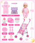 Playset 12-inch 1-6, 12" GAGAKU Baby Doll Stroller with Doll & Accessories, Foldable Lightweight Toy Stroller
