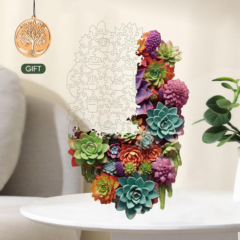 200 12.6" 7.8" Delobil Mothers Day Puzzles for Adults with Puzzle Saver - Succulent Wooden Puzzle Gifts for Mom Unique