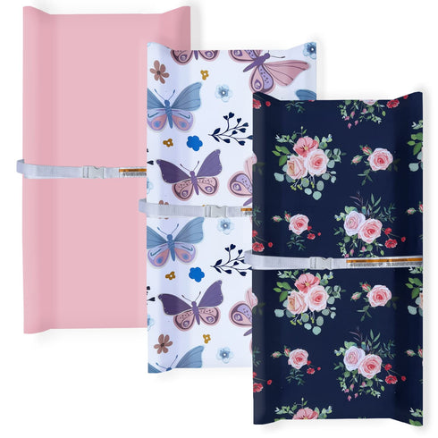 AMROSE 3 Pack Easy Care Changing Pad Covers, Ultra Soft Microfiber Diaper Change Table Sheets for Baby Girls, Floral