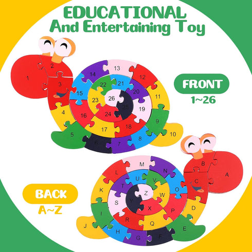 4 Pcs Alphabet Jigsaw Puzzle Building Blocks - Wooden Animal Puzzle for Preschool Learning