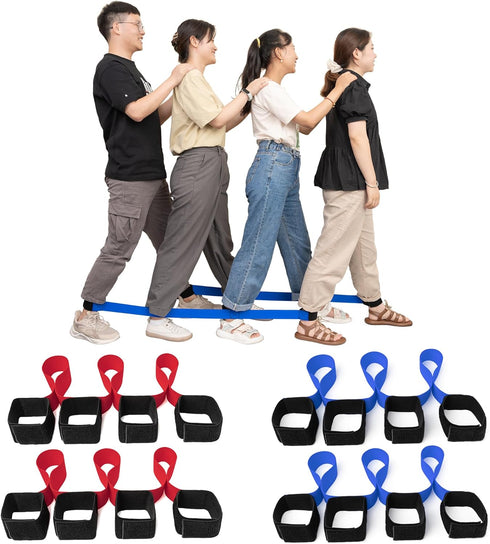 4 Legged Race Bands for Kids and Adults, Relay Race Team Building Games, Perfect for Carnival, Field Day, 2pk, Blue &