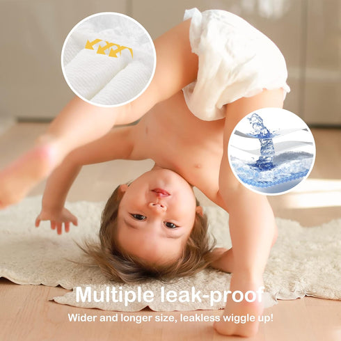 Pack 4(22~37lb), 56 Count Babycozy Baby Diapers Portable Size Bouncy Soft Diapers Disposable Hypoallergenic Diapers