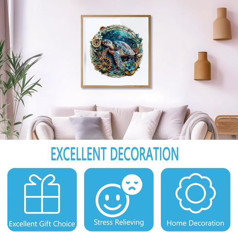 (L-13.4 13.3in -290 Wooden Puzzles for Adults, Embossed Sea Turtle Puzzle for Adults, Unique Shaped Wooden Jigsaw