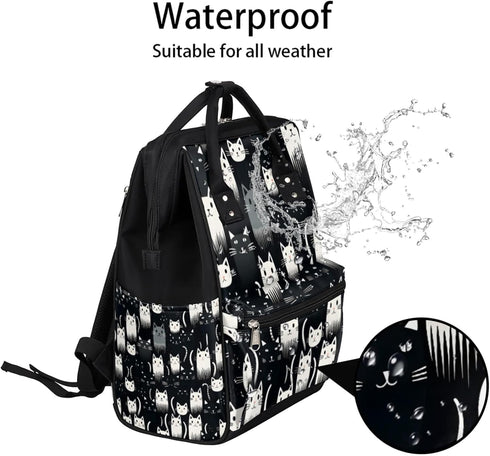 Hsnar Backpack Cute Cat Face Waterproof Diaper Bag Large Capacity Baby Bag with Stroller Straps, Multi-Pocket Diaper