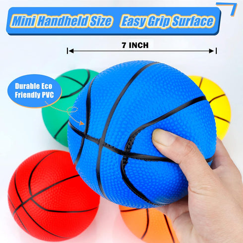 7 Inch PVC Mini Basketball - Soft Rubber Small Replacement Balls for Indoor Basketball Hoops (4 PCS)