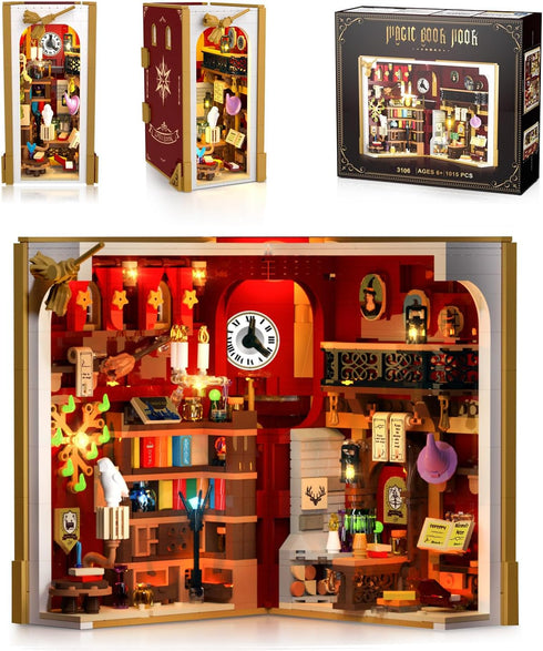 INSOON Magic Booknook Building Set with LED Light, 3.6mm Mini DIY Bookend