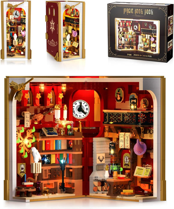 INSOON Magic Booknook Building Set with LED Light, 3.6mm Mini DIY Bookend