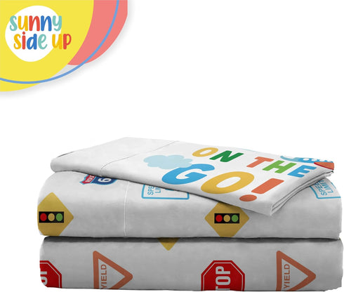 Set 3 Set Sunny Side Up On The Go Toddler Sheet - Piece Toddler Bedding Includes Pillow Cover - Super Soft Microfiber