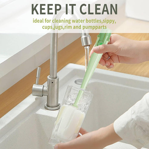 Dancepanda Brush,5-in-1 Water Bottle Cleaner Bottle Brushes for Cleaning,Bottle Scrubber Brush Cleaner(Green)