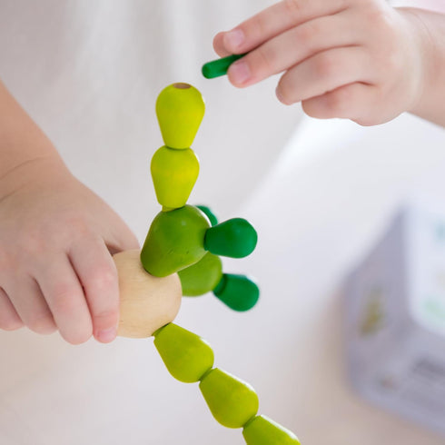 3+ PlanToys Mini Balancing Cactus | Montessori Wooden Toy for Toddlers | STEM Game for Fine Motor Skills, Logic