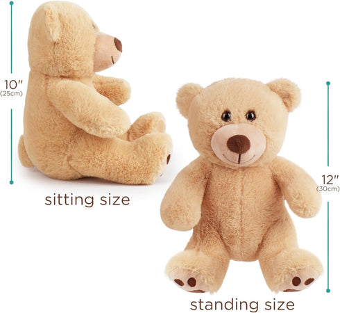LotFancy Brown Teddy Bear Stuffed Animal, 12 inch Cute Plush Teddy Bear Toy, Gift for Kids, Boys and Girls, Easter