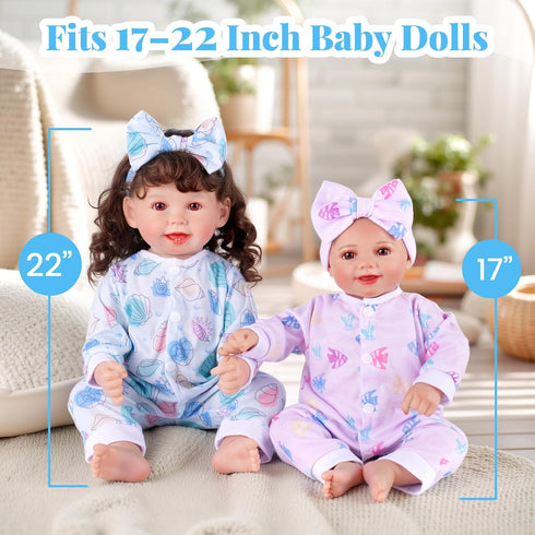 5 Sets 17-22 Inch Set BABESIDE of Reborn Baby Doll Clothes with Doll Headband for Dolls, Realistic Baby Doll Clothes