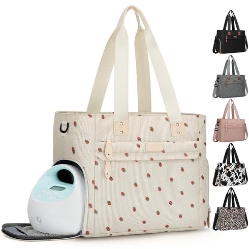 Pritent Large Travel Diaper Bag Tote with 14 Inch Laptop Sleeve, Breast