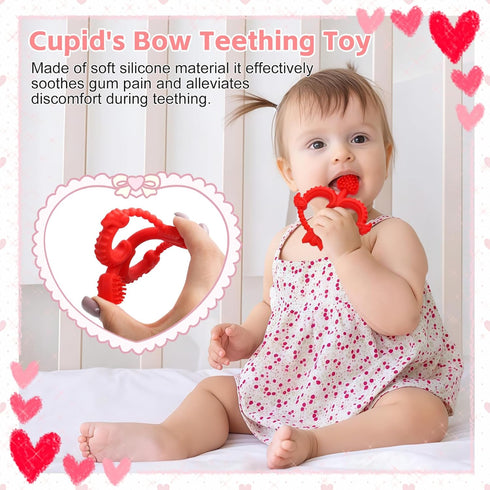 0-36 Valentines Heart Baby Teething Toys for Babies Months, Easy for Little Hands to Hold,Cupid Bow and Arrow Soft